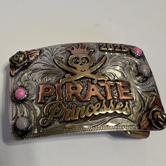 Rowdy Rose Pirate Princess Belt Buckle 2025 Western Cowgirl Skull Custom Pink main image 9